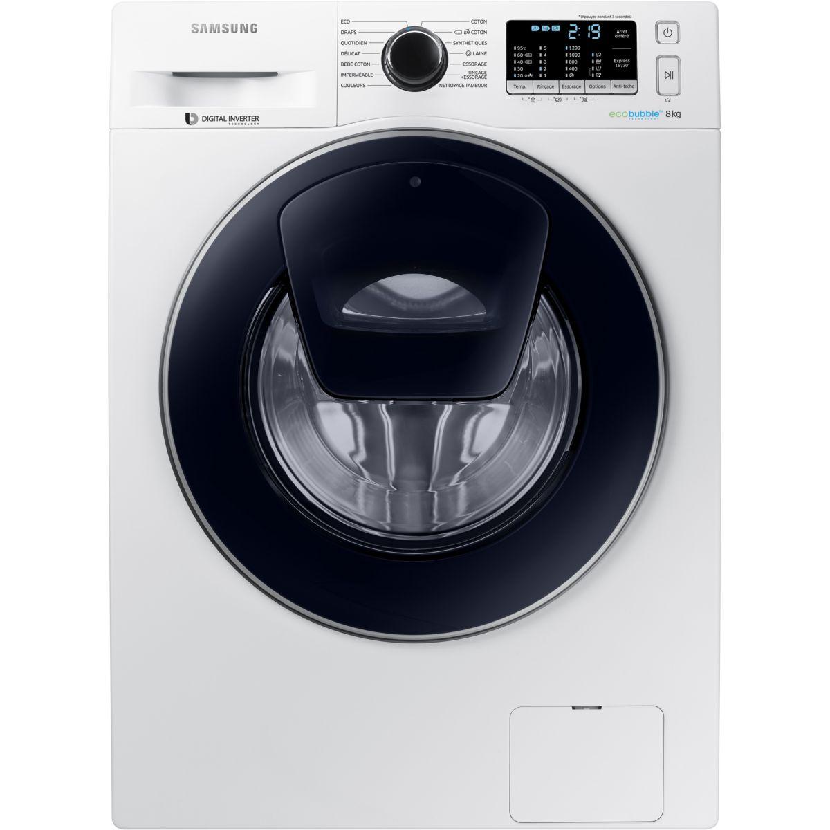 Lave linge hublot SAMSUNG ADD WASH Eco Bubble WW8BK5210UW