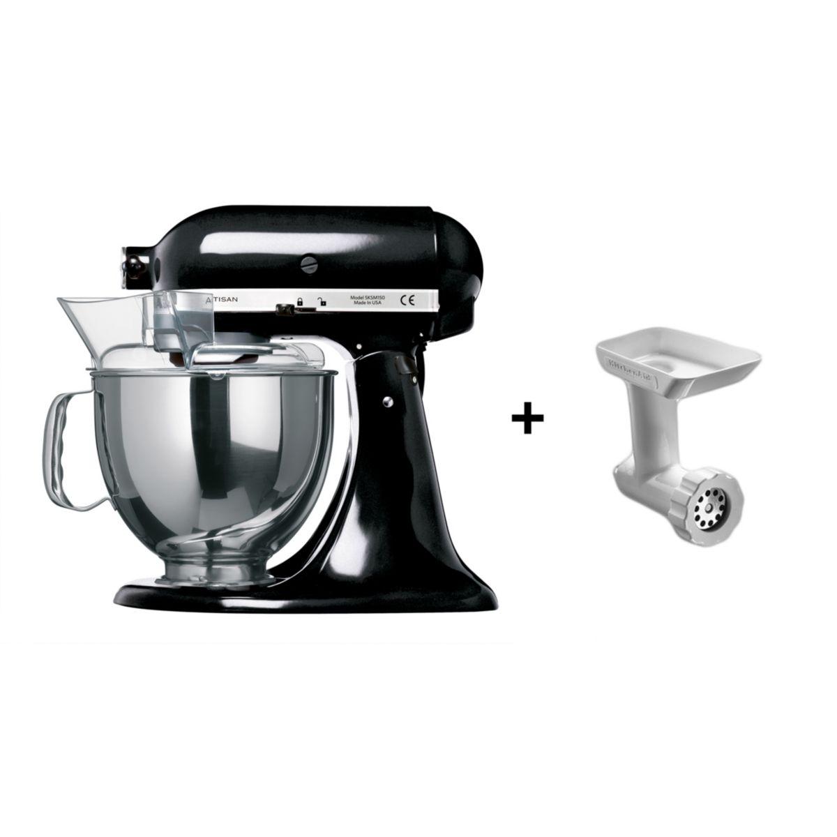 Robot pâtissier KITCHENAID 5KSM150PSEOB noir + hachoir 5FGA