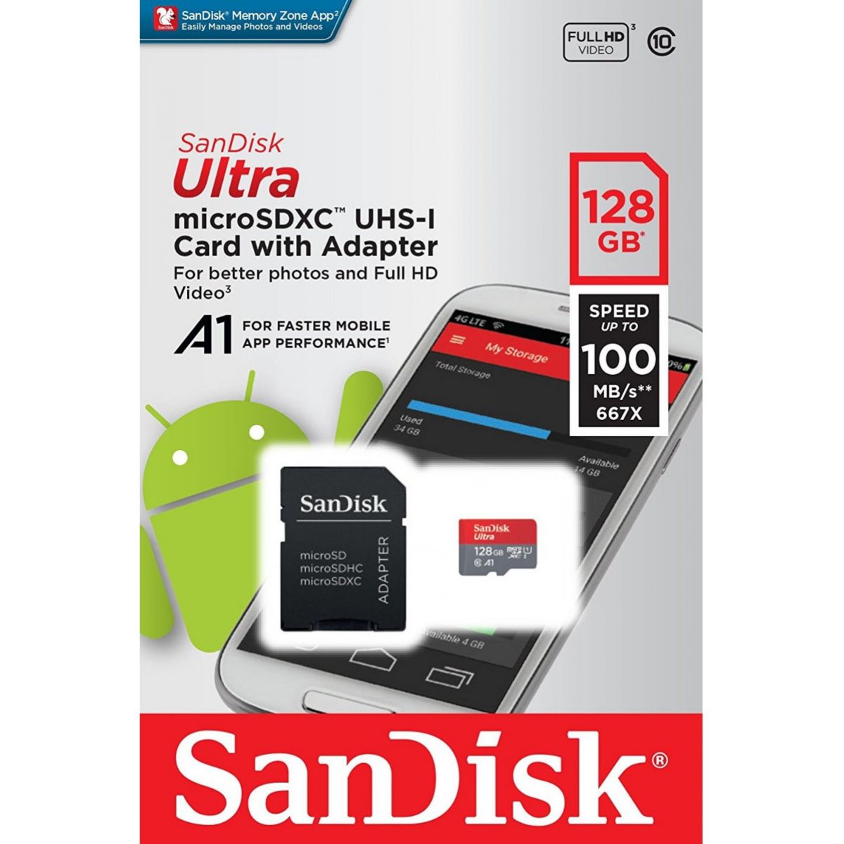 Carte Micro SD SANDISK Ultra Android microSDHC 128Go + Adapt SD (photo) Carte Micro SD SANDISK Ultra Android microSDHC 128Go + Adapt SD (photo)