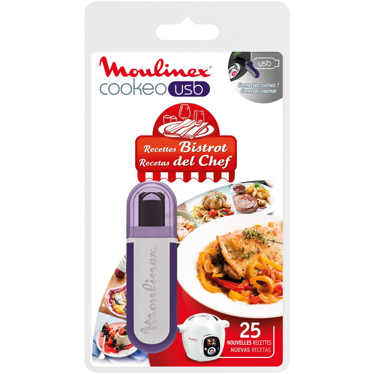 Clé USB MOULINEX COOKEO 25 recettes Bistrot