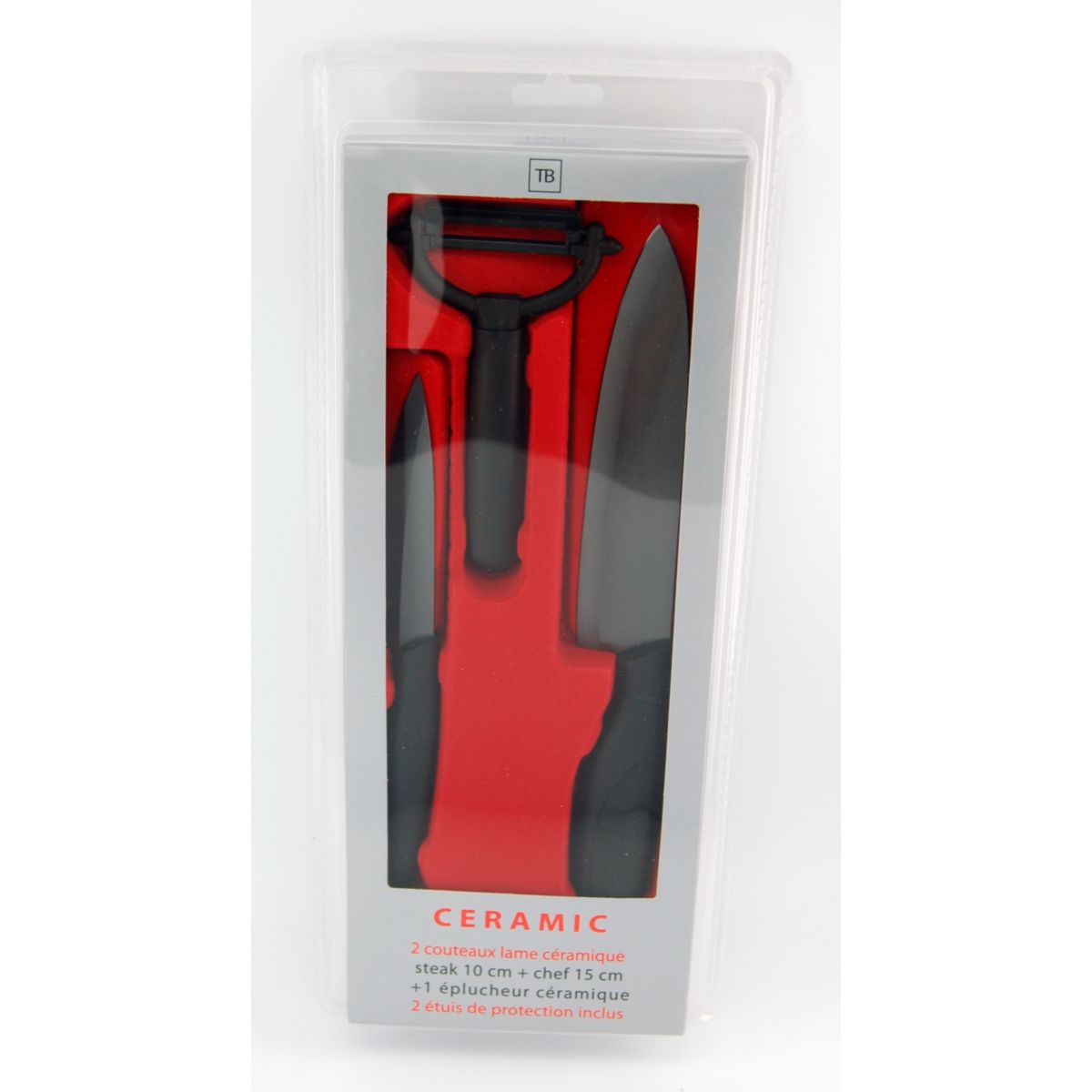 Coffret couteaux TB Céramique Noire Steak + Chef + Eplucheur