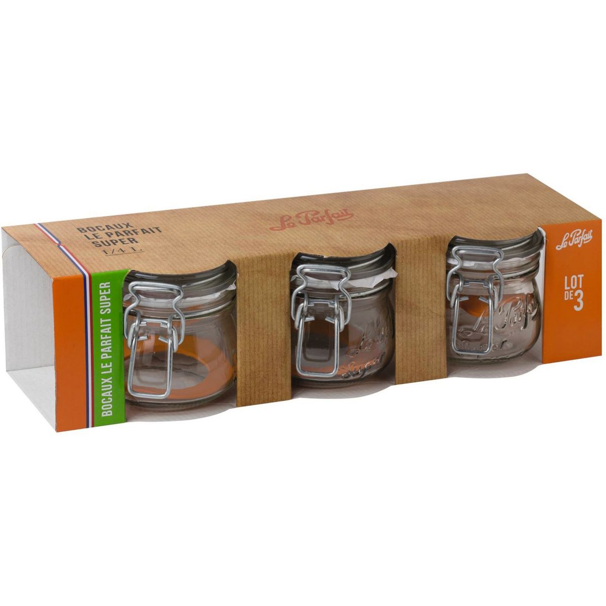BOCAL LE PARFAIT Lot de 3 bocaux en verr (photo) BOCAL LE PARFAIT Lot de 3 bocaux en verr (photo)