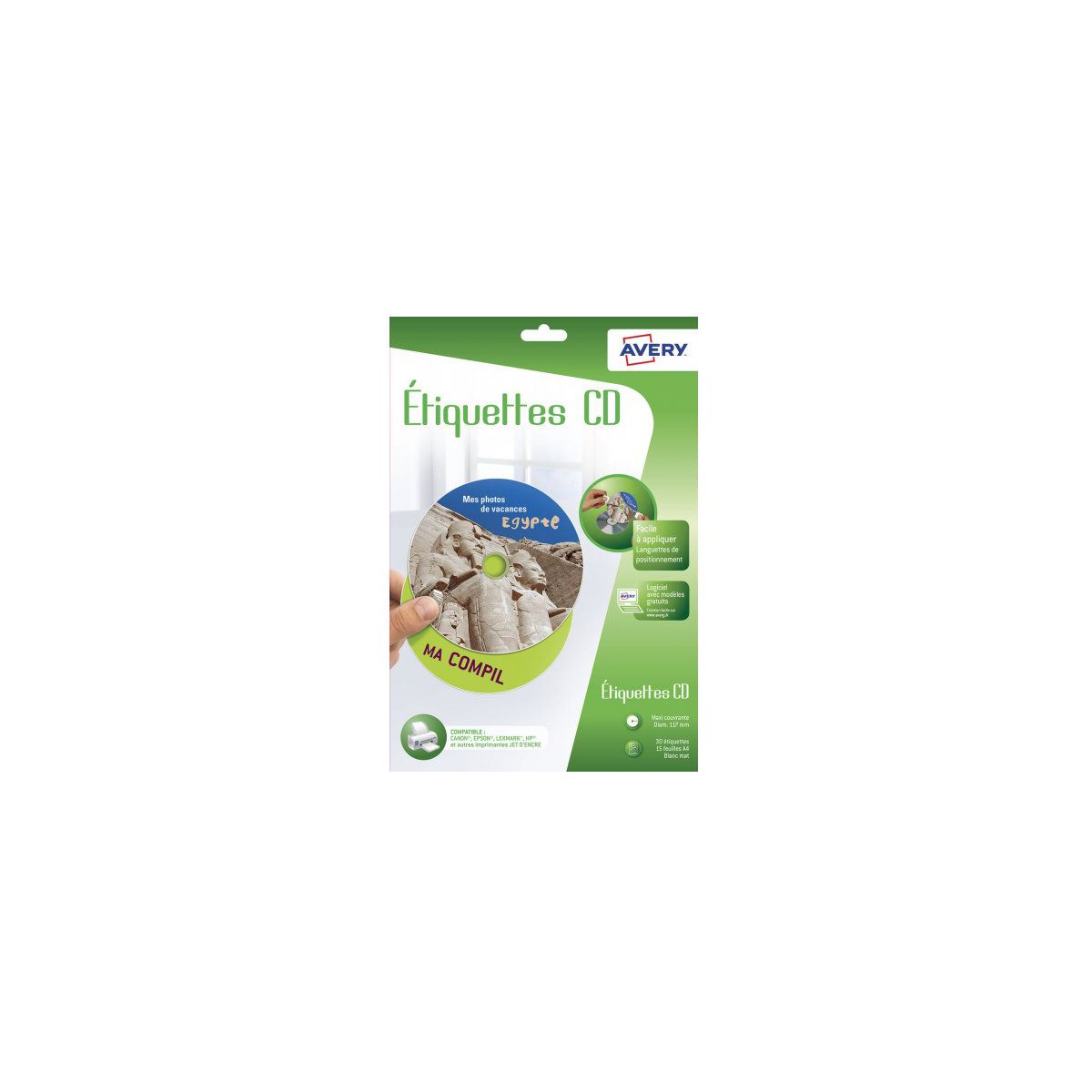 Papier créatif AVERY 30 Etiquettes CD (photo) Papier créatif AVERY 30 Etiquettes CD (photo)