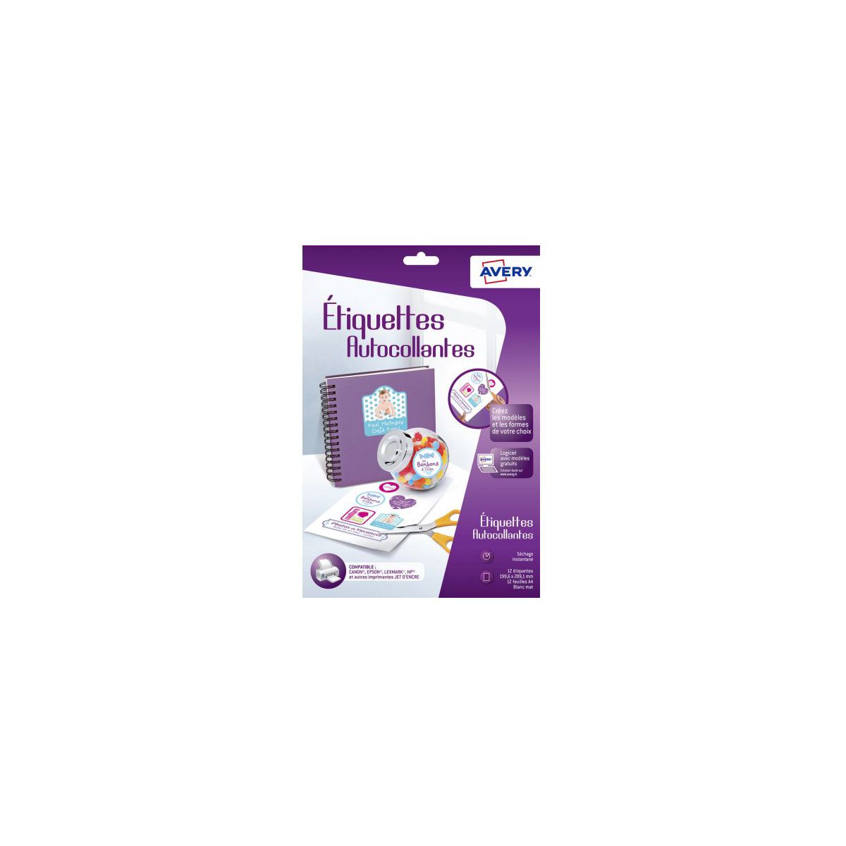 Papier créatif AVERY 12 Autocollants 19.96x28.91cm mates (photo) Papier créatif AVERY 12 Autocollants 19.96x28.91cm mates (photo)