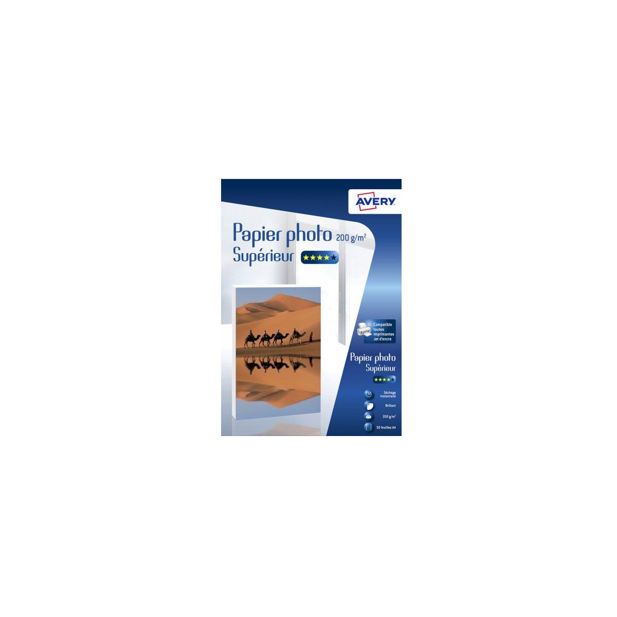 Papier photo AVERY 50 Photos brillantes A4 200g/m² (photo) Papier photo AVERY 50 Photos brillantes A4 200g/m² (photo)