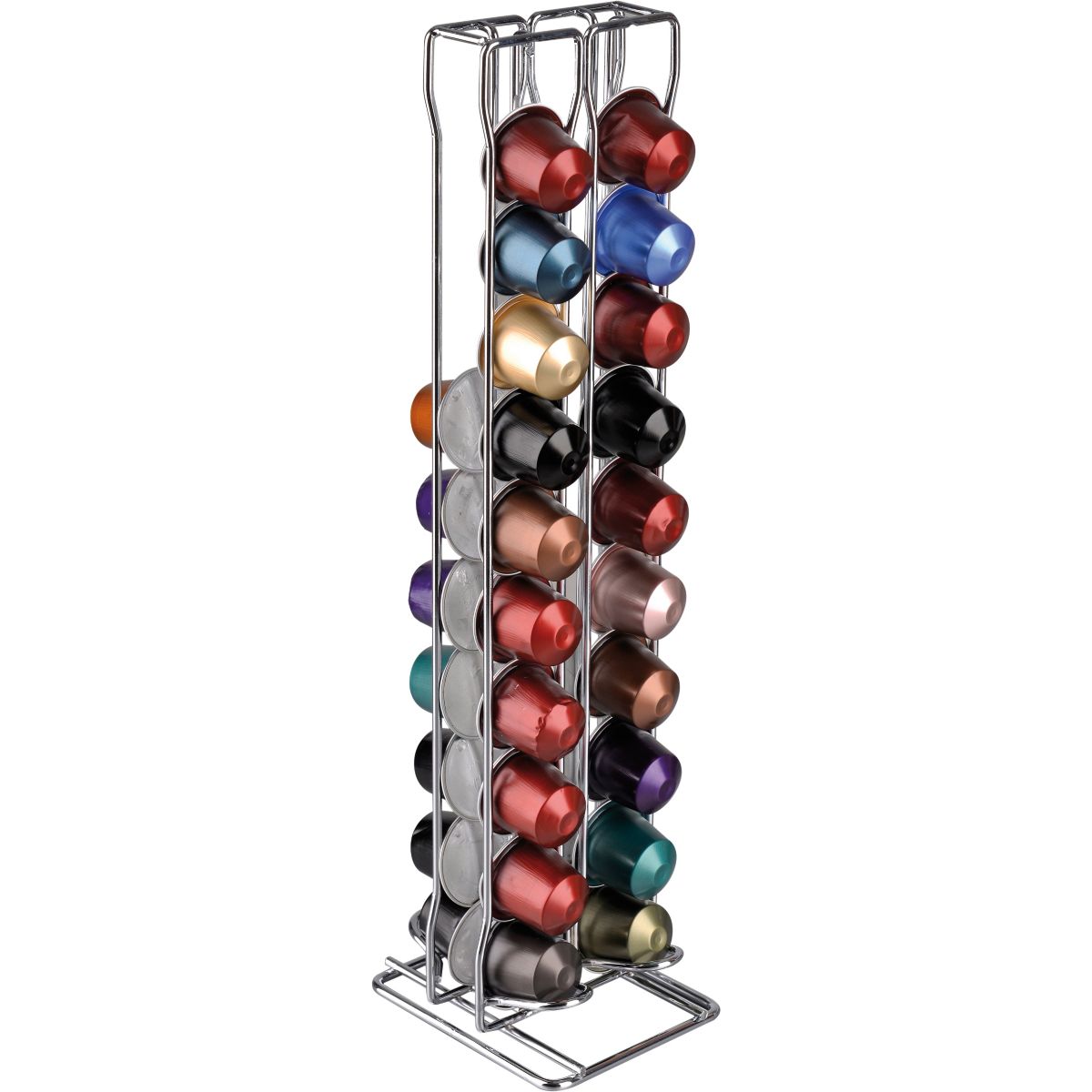 Porte dosette ESSENTIELB pour 40 capsules Nespresso acier chromé