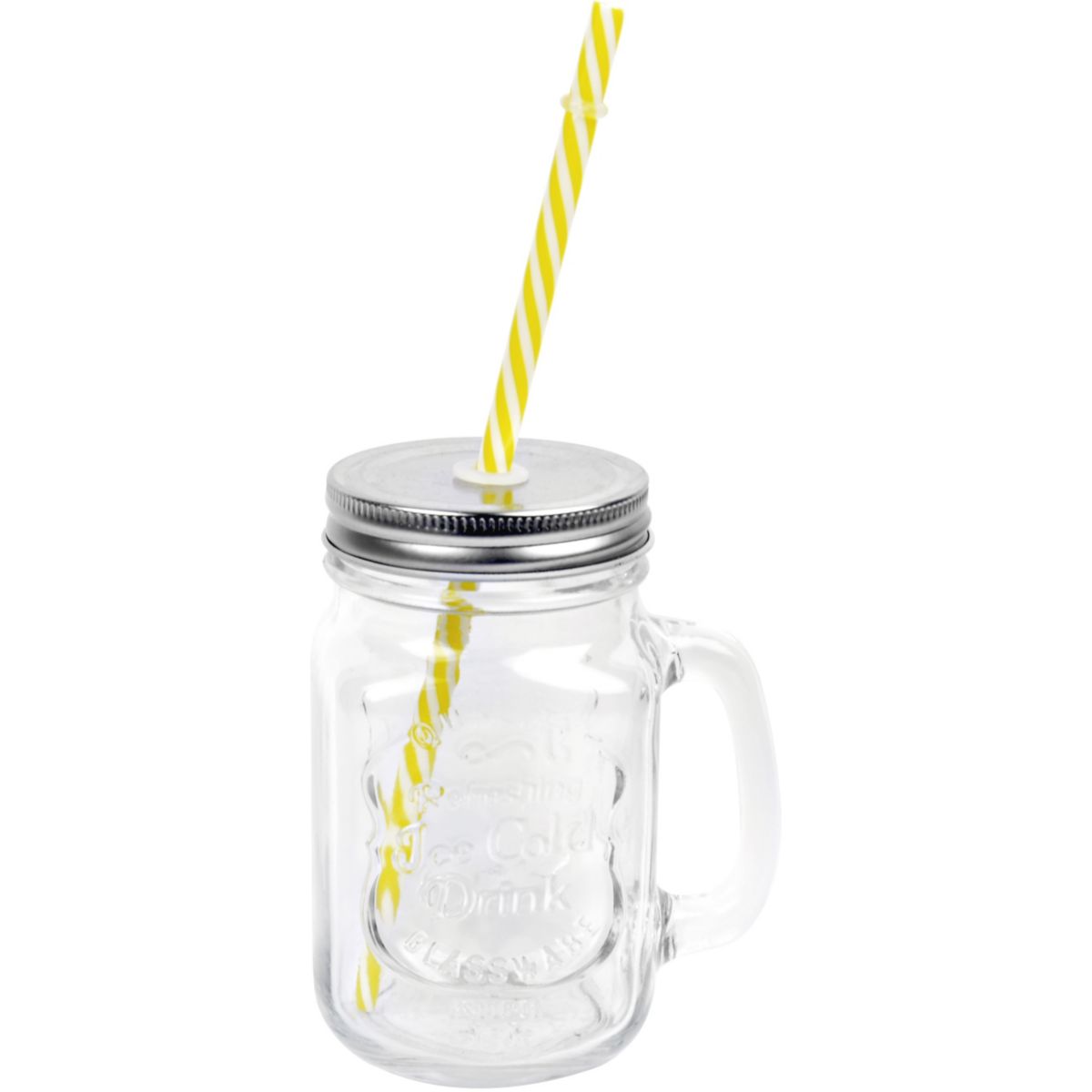 Mug ESSENTIELB Drinking Jar verre couv. et paille