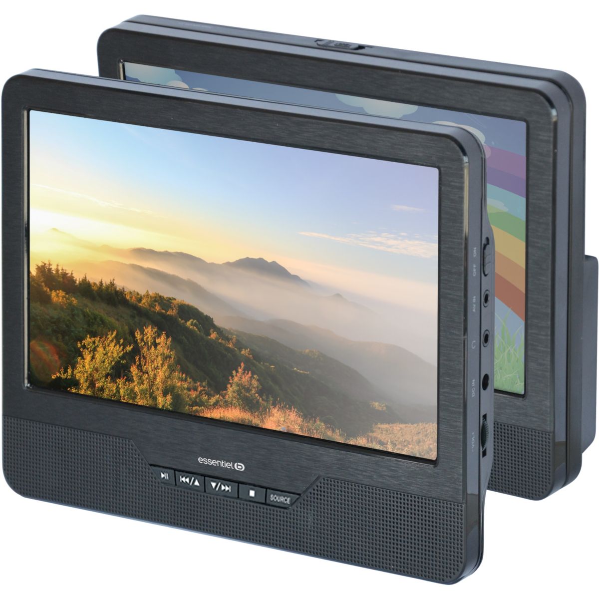 Lecteur DVD portable double écran ESSENTIELB Mobili MM9 + Support Voiture (photo) Lecteur DVD portable double écran ESSENTIELB Mobili MM9 + Support Voiture (photo)