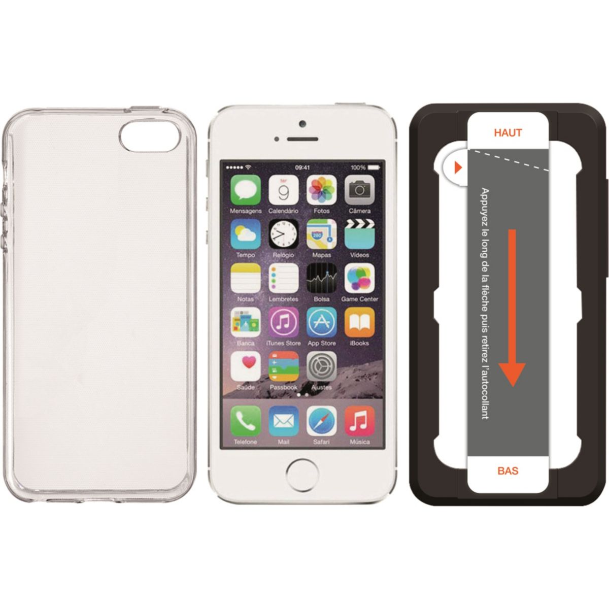 Coque + Protège écran ESSENTIELB iPhone 5S/SE Coque +Verre+Applicateur (photo) Coque + Protège écran ESSENTIELB iPhone 5S/SE Coque +Verre+Applicateur (photo)