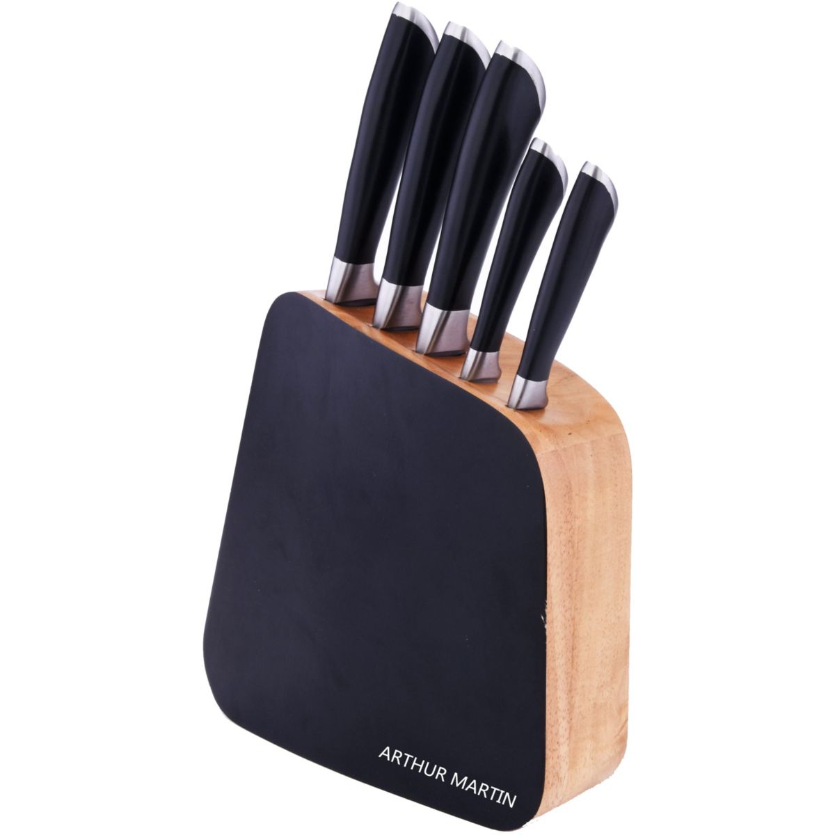 Bloc couteaux ARTHUR MARTIN noir + 5 couteaux AM402