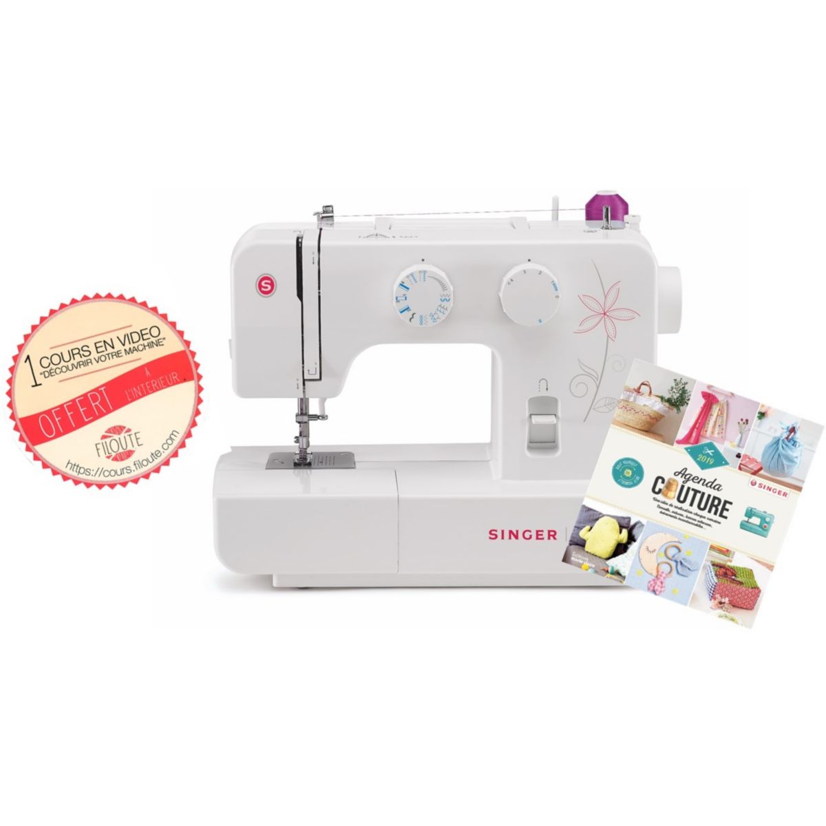 Machine à coudre SINGER Filoute 1412+ agenda 2019+ cours couture