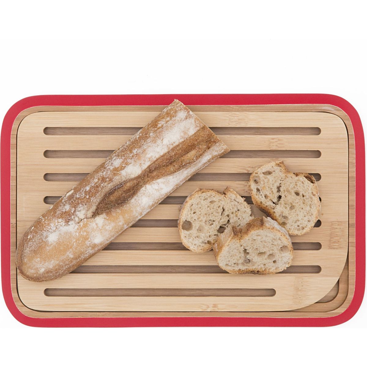 Planche à pain PEBBLY à pain Rouge 28X18 ramasse miette