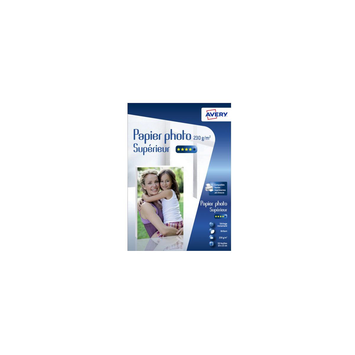 Papier photo AVERY 50 Photos brillantes 10x15 230g/m² (photo) Papier photo AVERY 50 Photos brillantes 10x15 230g/m² (photo)