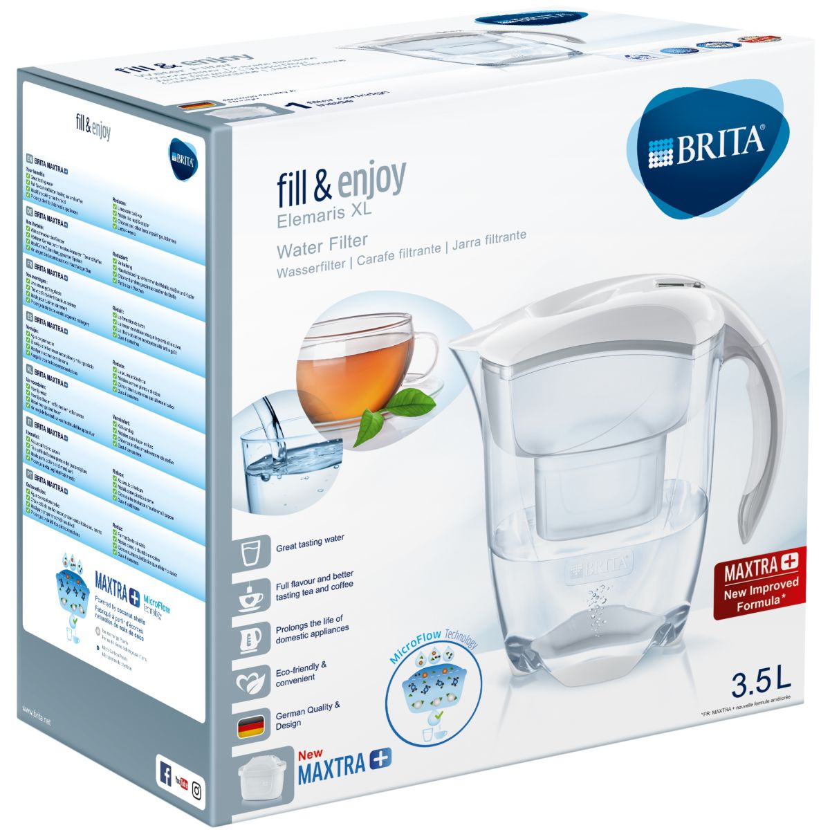 Carafe filtrante BRITA Elemaris XL blanc + 1 cartouche Maxtra+