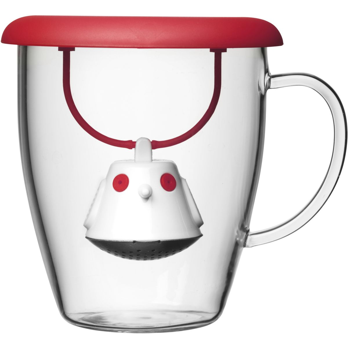 Tasse N2J Et couvercle infuseur à thé Birdie rouge