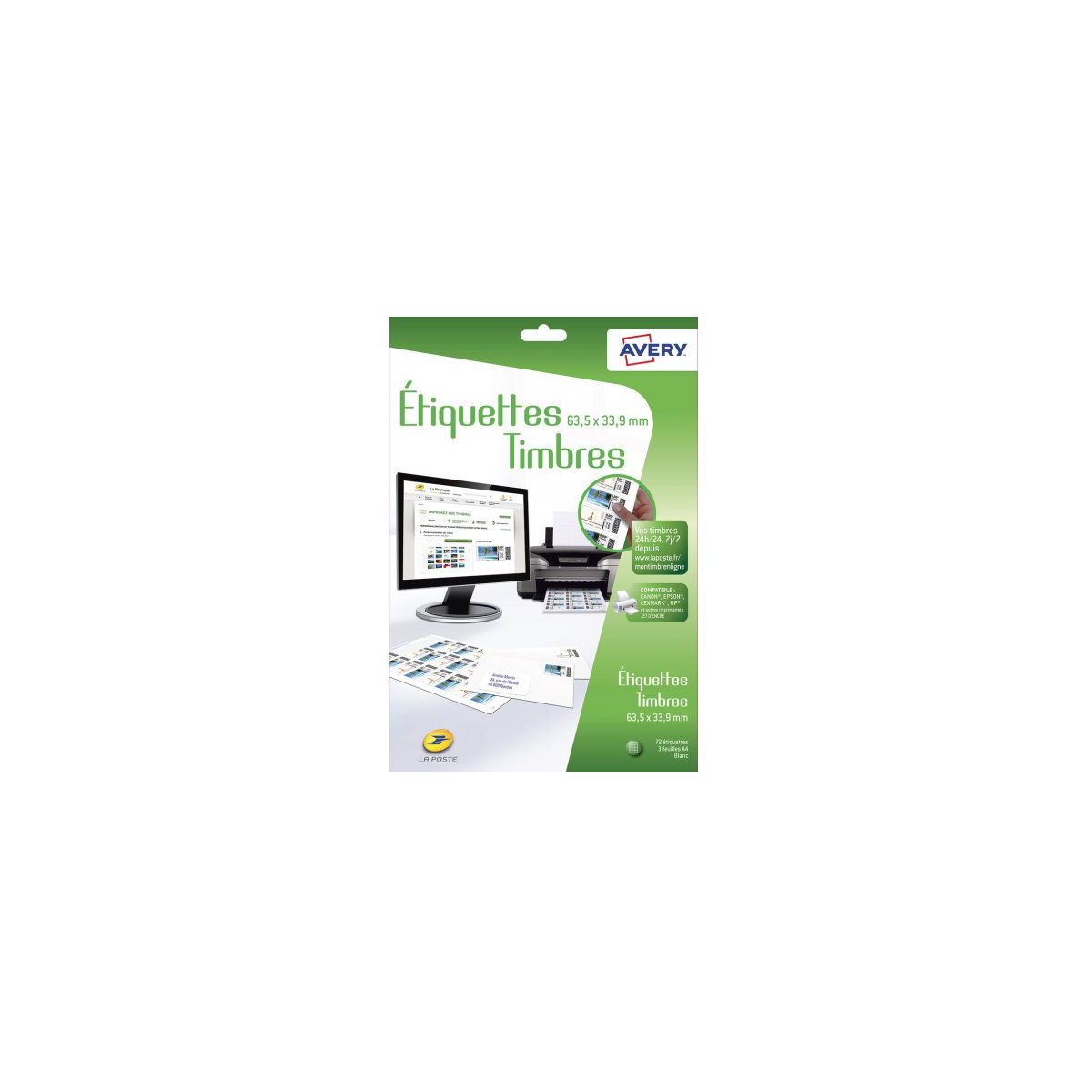 Papier créatif AVERY 72 Etiquettes pour timbres 63,5x33,9mm (photo) Papier créatif AVERY 72 Etiquettes pour timbres 63,5x33,9mm (photo)