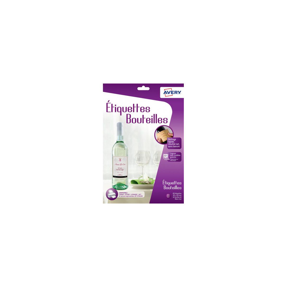 Papier créatif AVERY 40 Etiquettes pour bouteille 12x9cm (photo) Papier créatif AVERY 40 Etiquettes pour bouteille 12x9cm (photo)