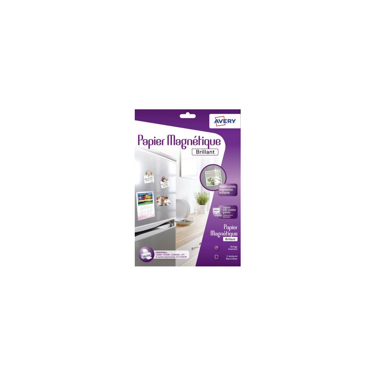 Papier créatif AVERY 3 Papiers magnétiques brillants A4 (photo) Papier créatif AVERY 3 Papiers magnétiques brillants A4 (photo)