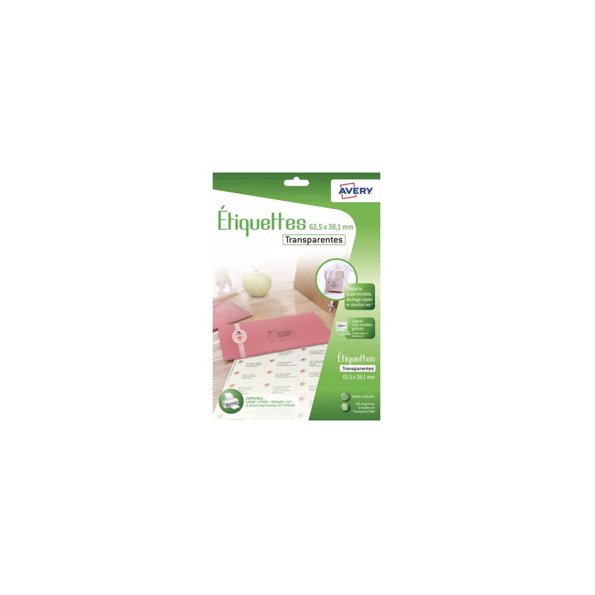 Papier créatif AVERY 126 Etiquettes adressage transparentes (photo) Papier créatif AVERY 126 Etiquettes adressage transparentes (photo)
