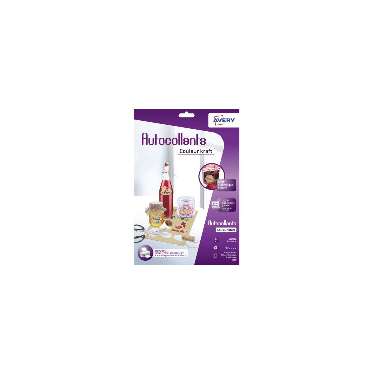 Papier créatif AVERY 8 Autocollants kraft 19,96x28,91cm (photo) Papier créatif AVERY 8 Autocollants kraft 19,96x28,91cm (photo)