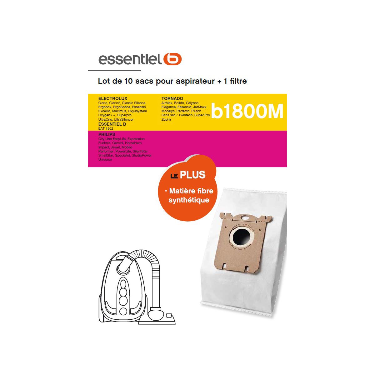 Sac aspirateur ESSENTIELB MEGA PACK N° b1800M