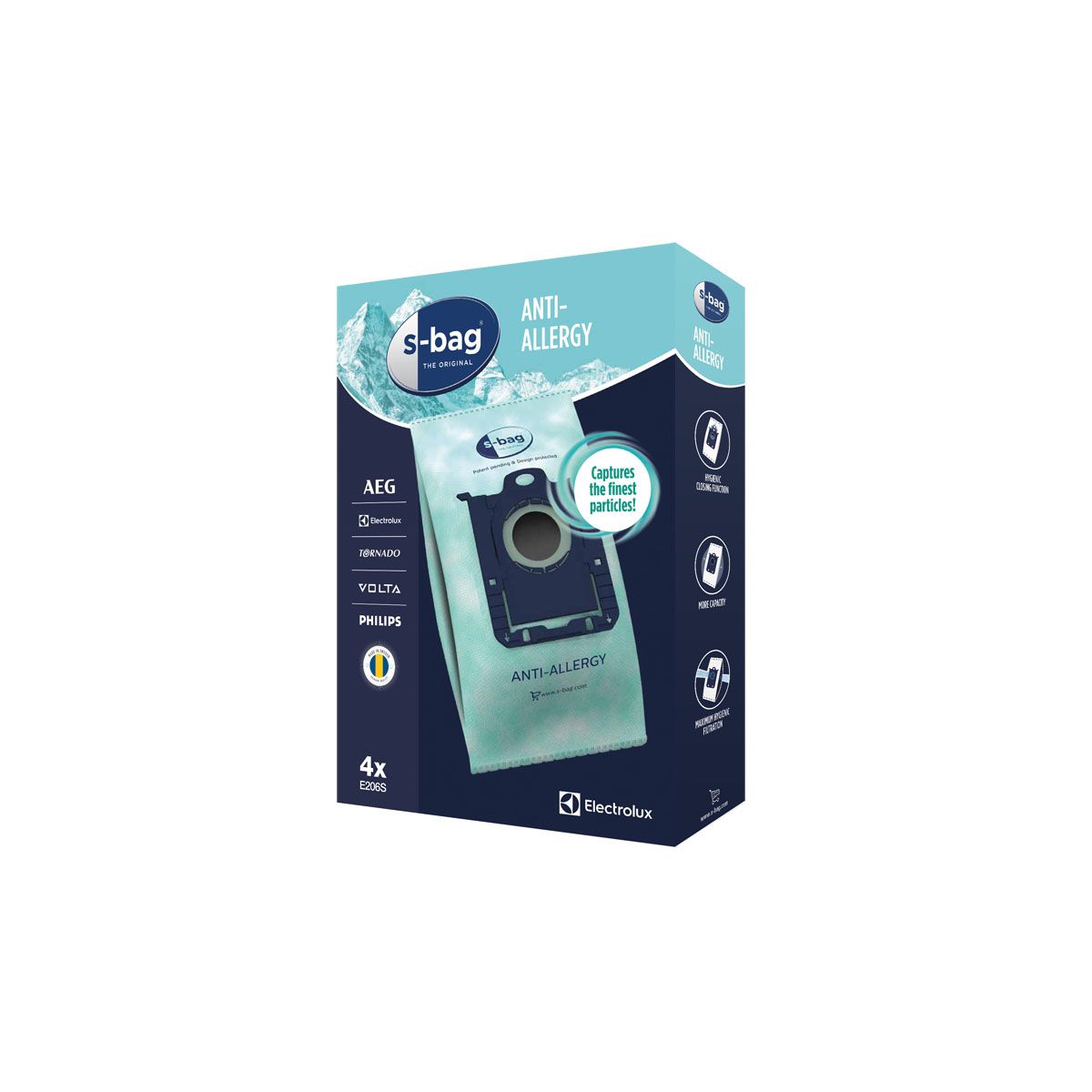 Sac aspirateur ELECTROLUX E206S 4 sacs synthé anti allergy 3.2L