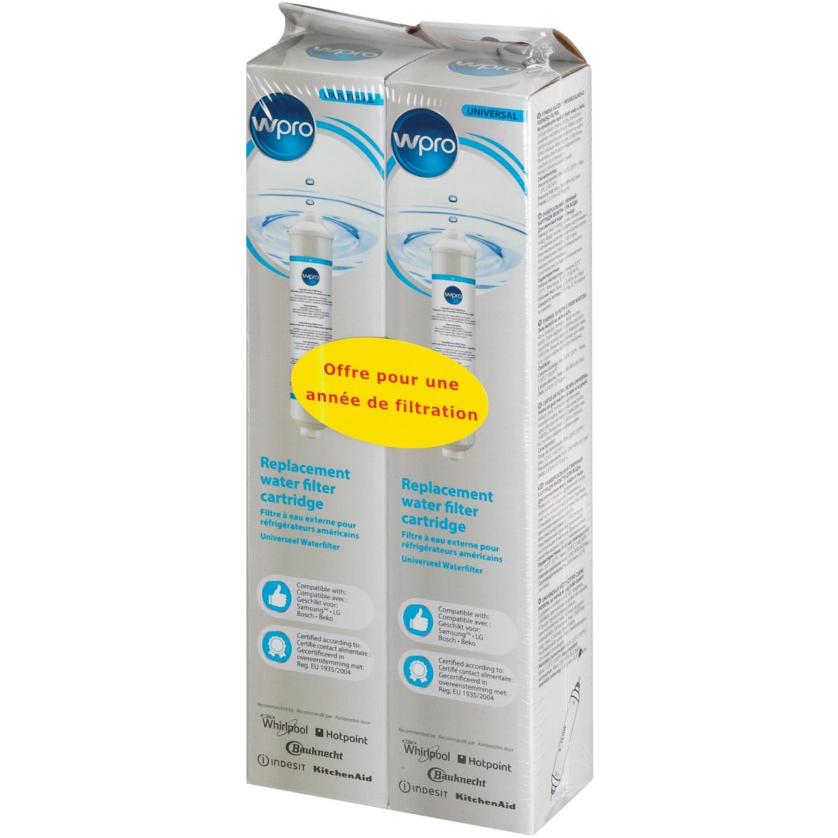 Filtre à eau WPRO Lot de 2 univ pour ref US SMS200