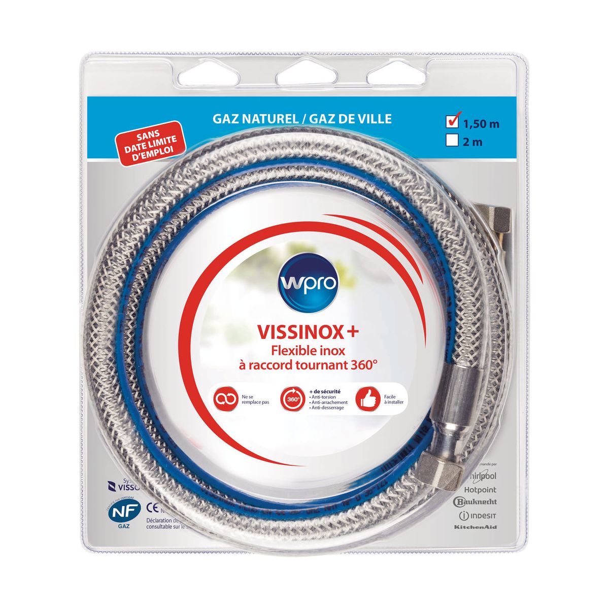Tuyaux gaz WPRO NATUREL 1.50M TNV150