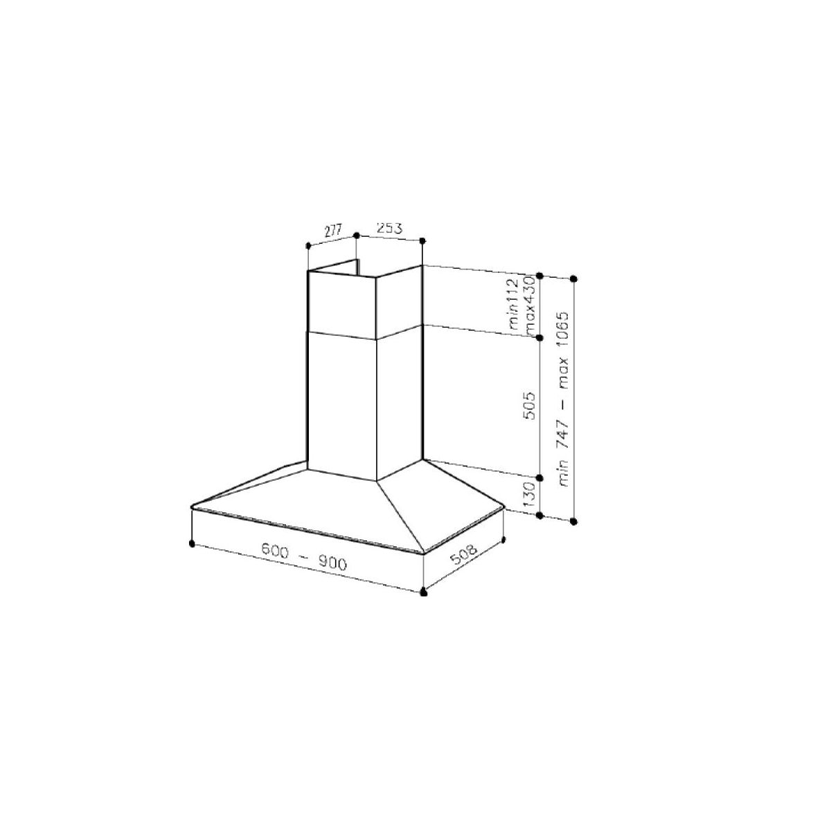 Hotte décorative murale ROSIERES RHP 9700 PN