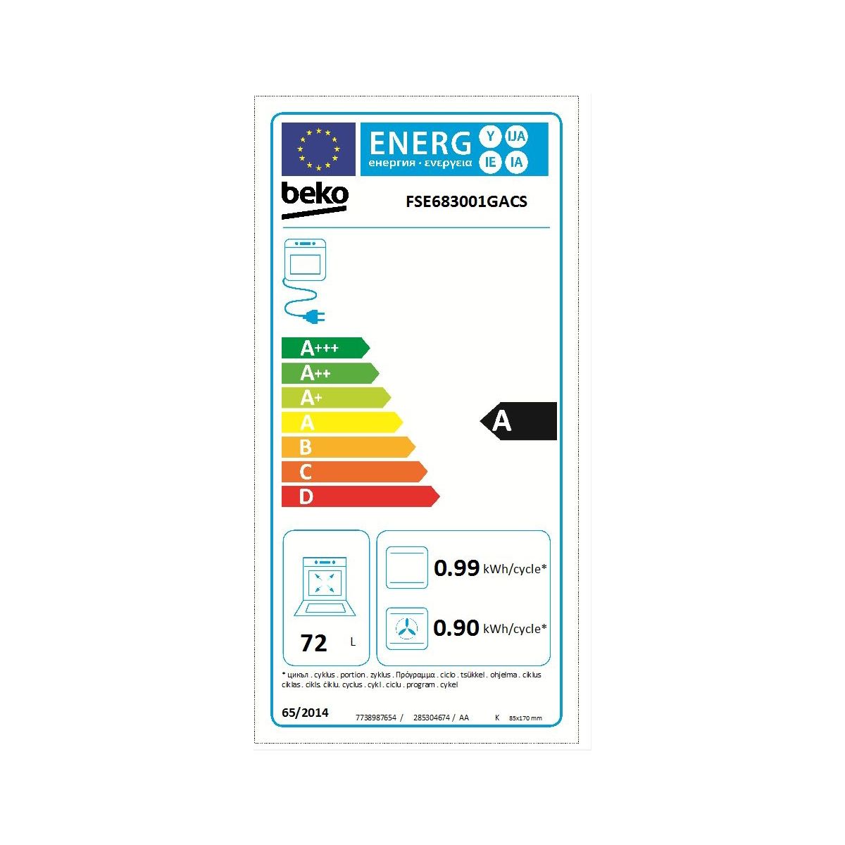 Cuisinière induction BEKO FSE683001GACS