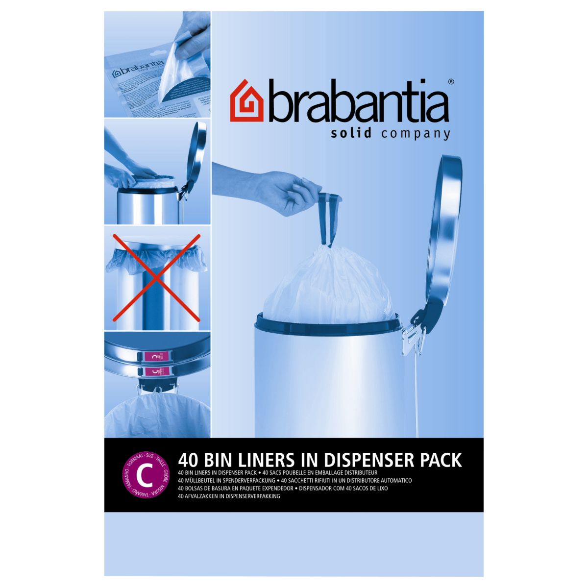 Distributeur BRABANTIA sacs poubelle 12L(40sacs/distributeur)