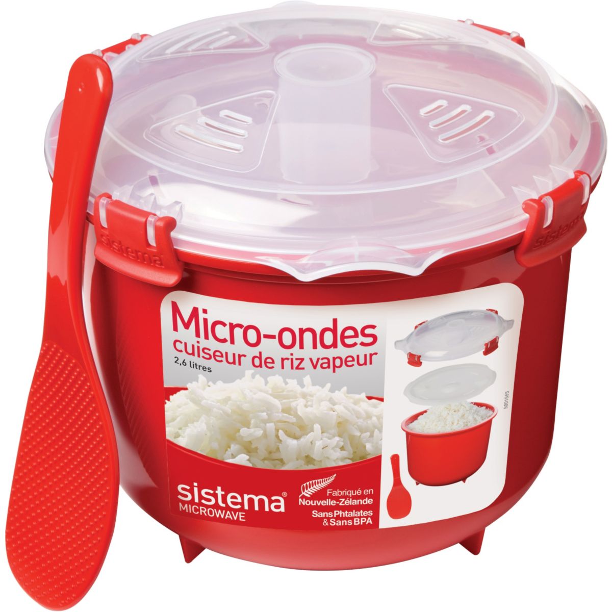 Cuiseur riz SISTEMA vapeur micro-ondes à clips 2.6 L (photo) Cuiseur riz SISTEMA vapeur micro-ondes à clips 2.6 L (photo)