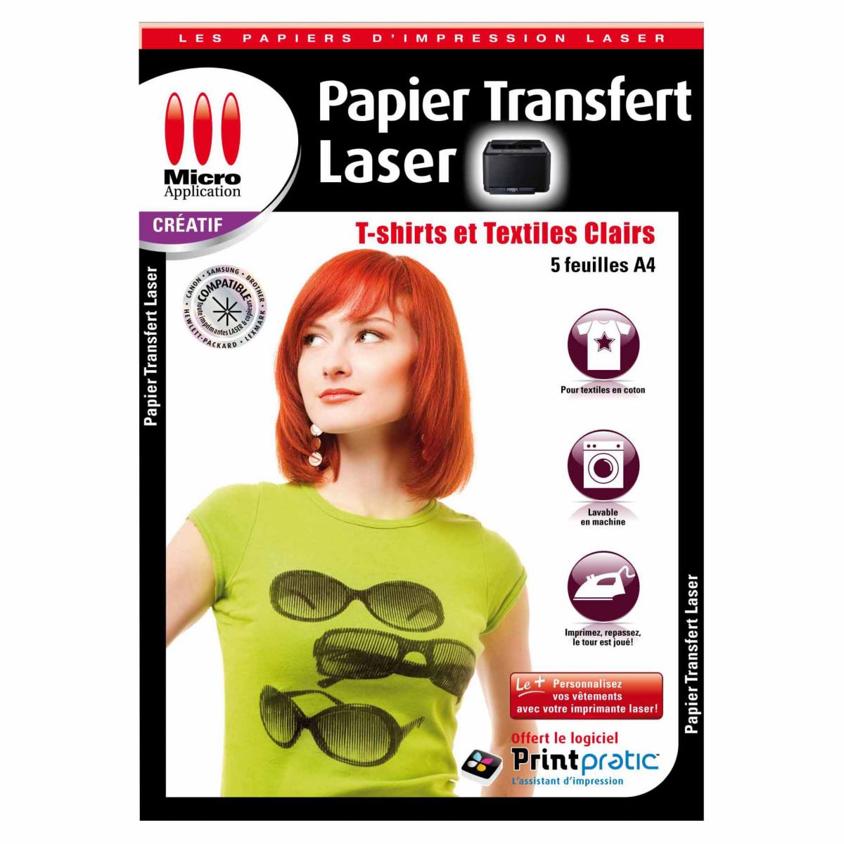Papier créatif MICRO APPLICATION Transfert textile Laser (photo) Papier créatif MICRO APPLICATION Transfert textile Laser (photo)